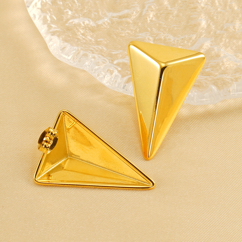 1 Pair Simple Series Simple Titanium Steel  Gold Color Women's Stud Earrings 